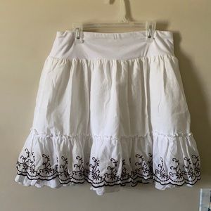 White with brown floral pattern skirt